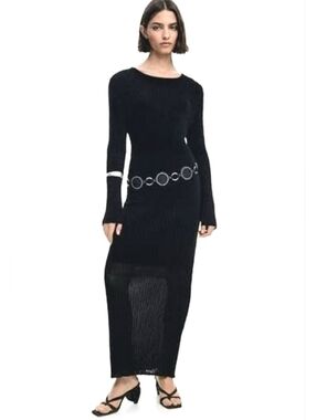 Desigual Sheer Fur Dress Size S